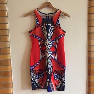 Red white and blue tribal cocktail dress